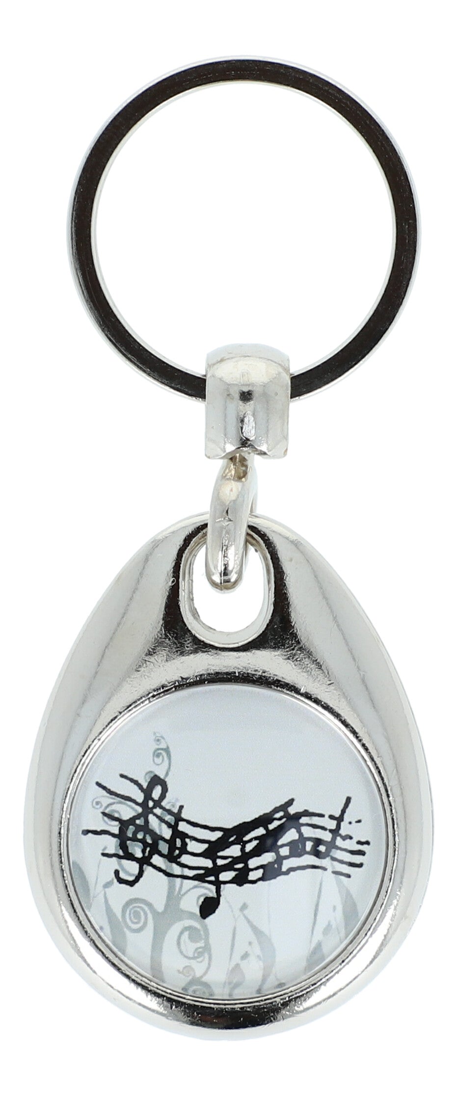 Keyring with musical motif and shopping chip, various instruments