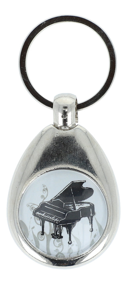 Keyring with musical motif and shopping chip, various instruments