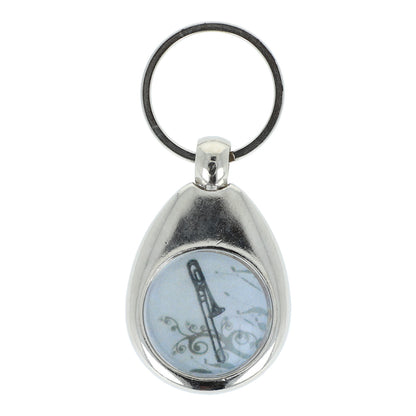 Keyring with musical motifs (double-sided), metal case