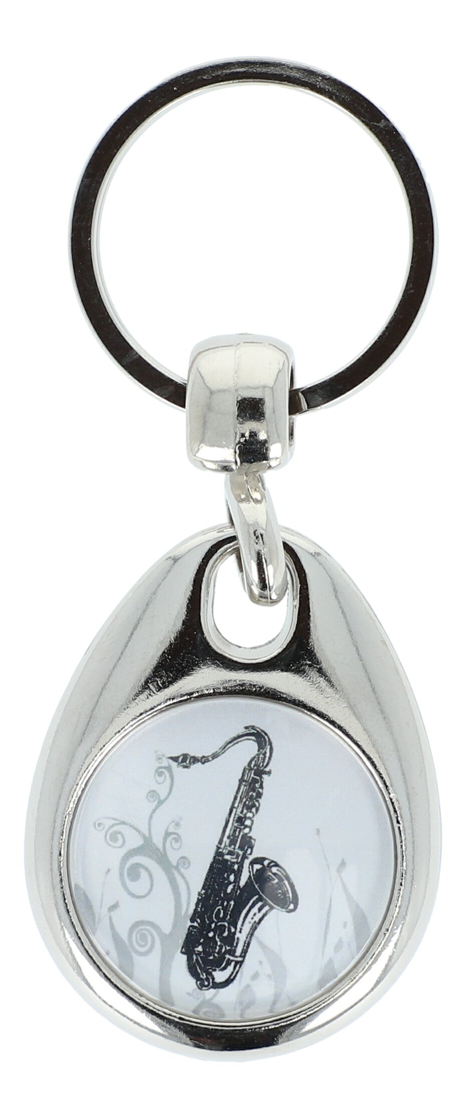 Keyring with musical motif and shopping chip, various instruments