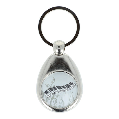 Keyring with musical motifs (double-sided), metal case