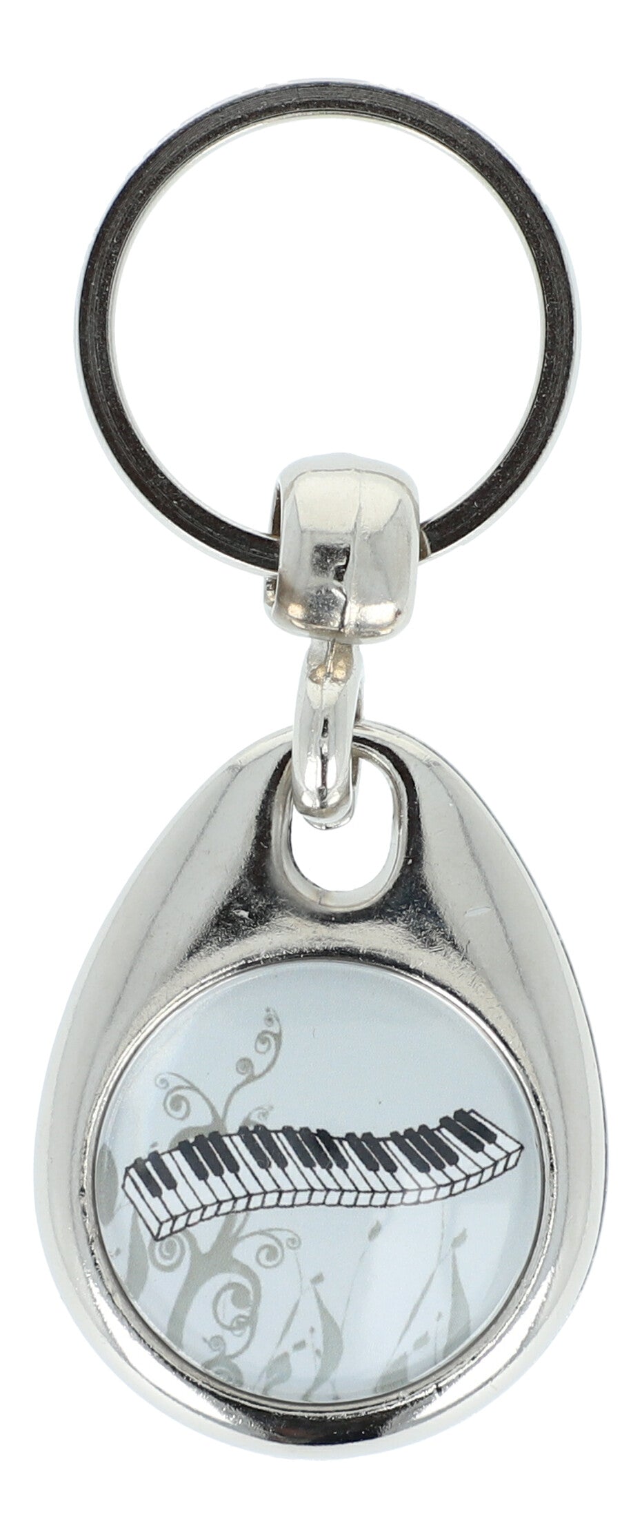 Keyring with musical motif and shopping chip, various instruments