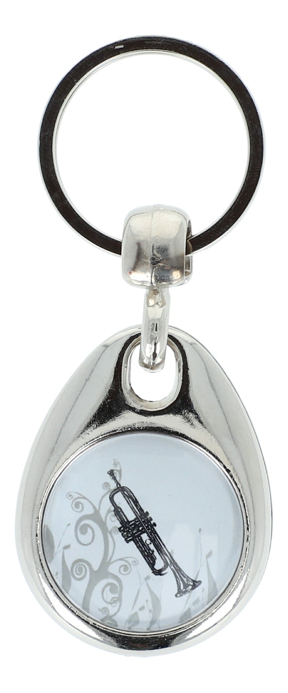 Keyring with musical motif and shopping chip, various instruments