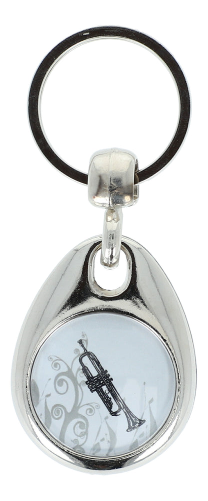 Keyring with musical motif and shopping chip, various instruments