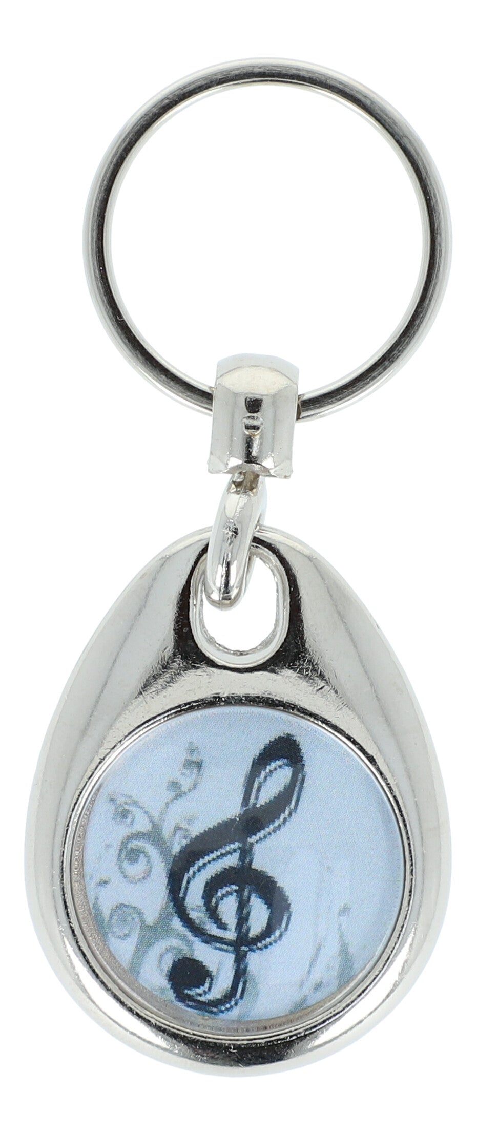 Keyring with musical motif and shopping chip, various instruments