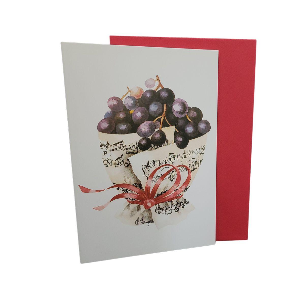 Double card, sheet music with grapes