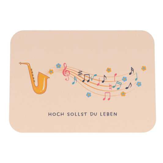 Postkarte Hoch sollst du leben (Saxophon)