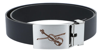 Leather belt and buckle with various instruments