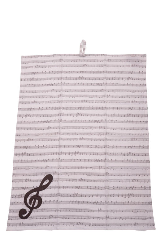 Tea towel Music, white/grey