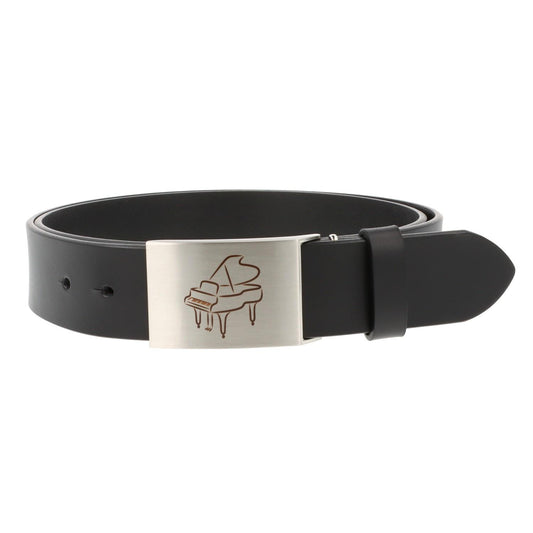 Leather belt and buckle with various instruments and musical motifs