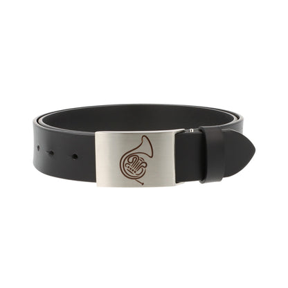 Leather belt and buckle with various instruments and musical motifs
