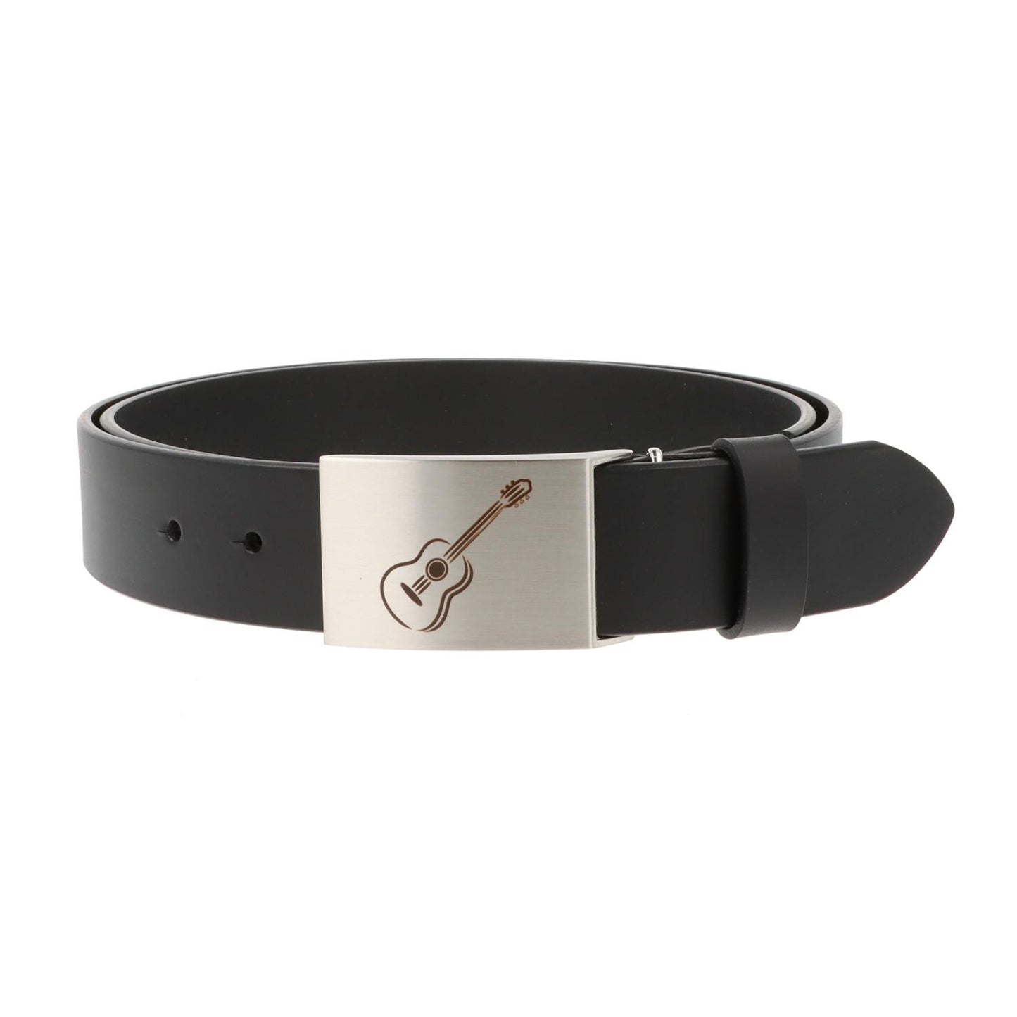 Leather belt and buckle with various instruments and musical motifs