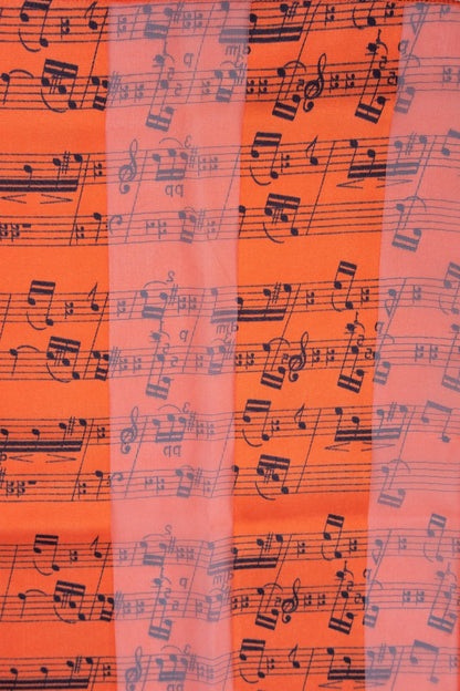 Music note scarf with satin stripes, various colors