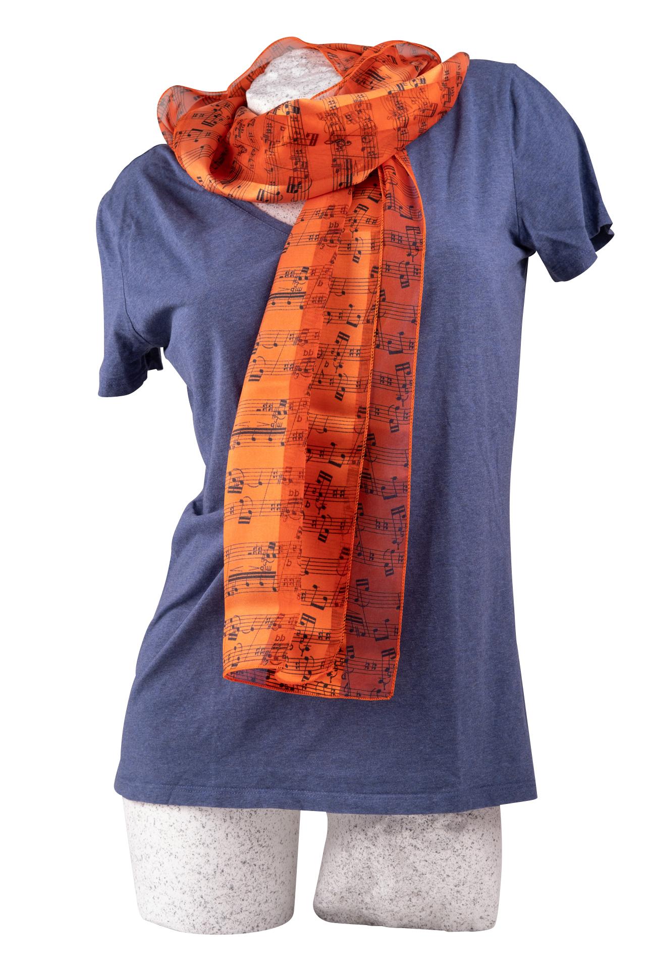 Music note scarf with satin stripes, various colors