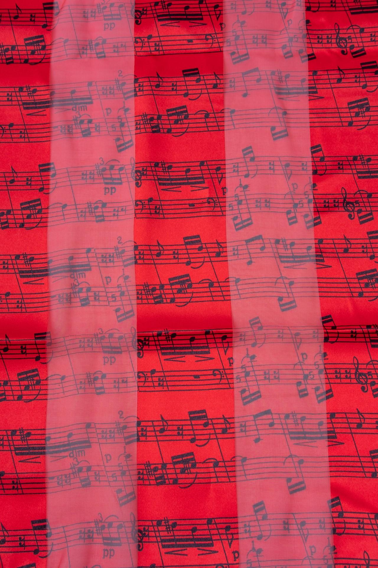 Music note scarf with satin stripes, various colors