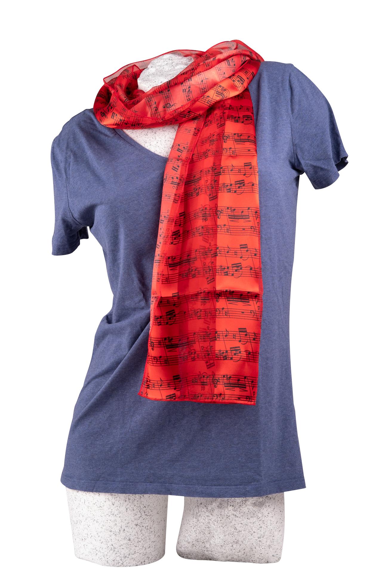 Music note scarf with satin stripes, various colors