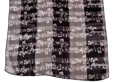 Music note scarf with satin stripes, various colors