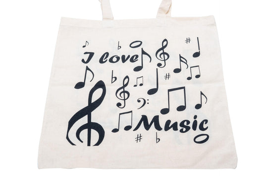 Henkeltasche "I love Music", Musik-Design mit Violinschlüssel und Noten