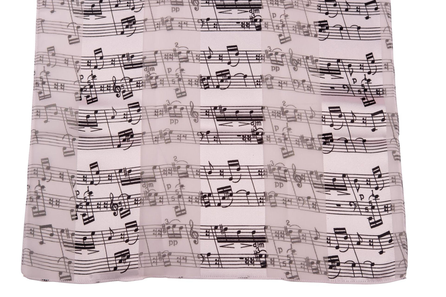 Music note scarf with satin stripes, various colors