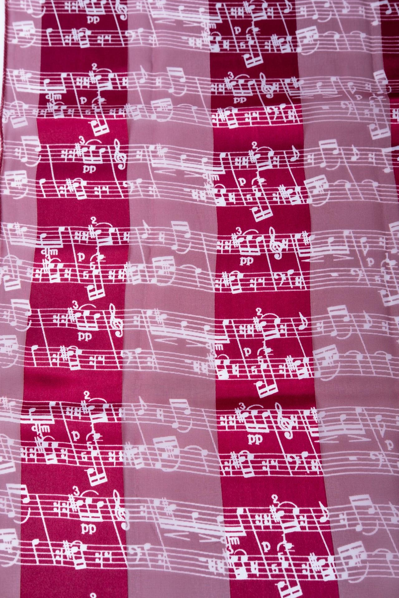 Music note scarf with satin stripes, various colors