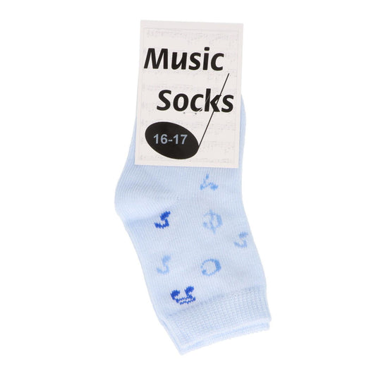 Music baby socks with notes in light blue