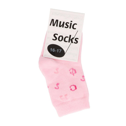 Music baby socks with notes in pink