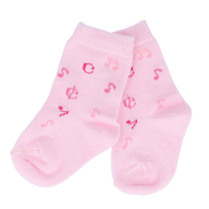 Music baby socks with notes in pink