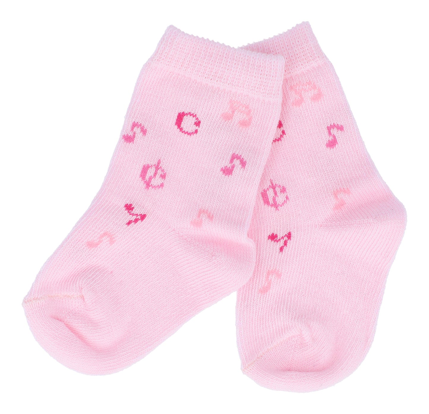 Music baby socks with notes in pink