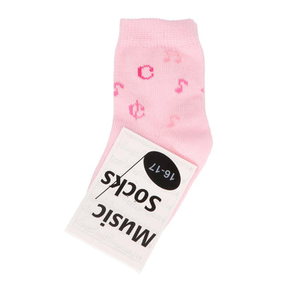 Music baby socks with notes in pink