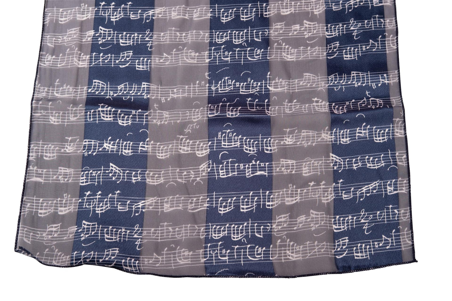 Music note scarf with satin stripes, various colors