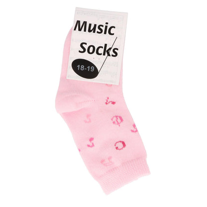 Music baby socks with notes in pink