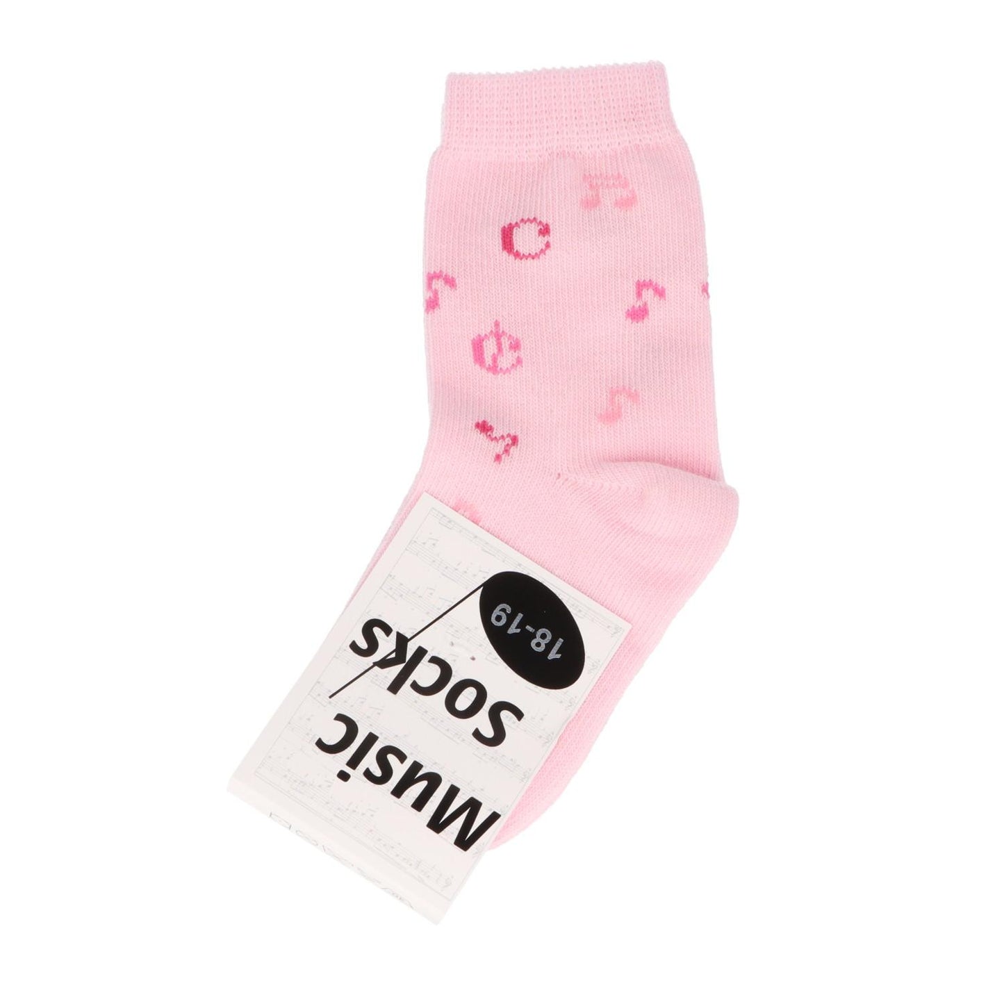 Music baby socks with notes in pink