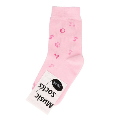 Music baby socks with notes in pink