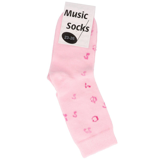 Music baby socks with notes in pink