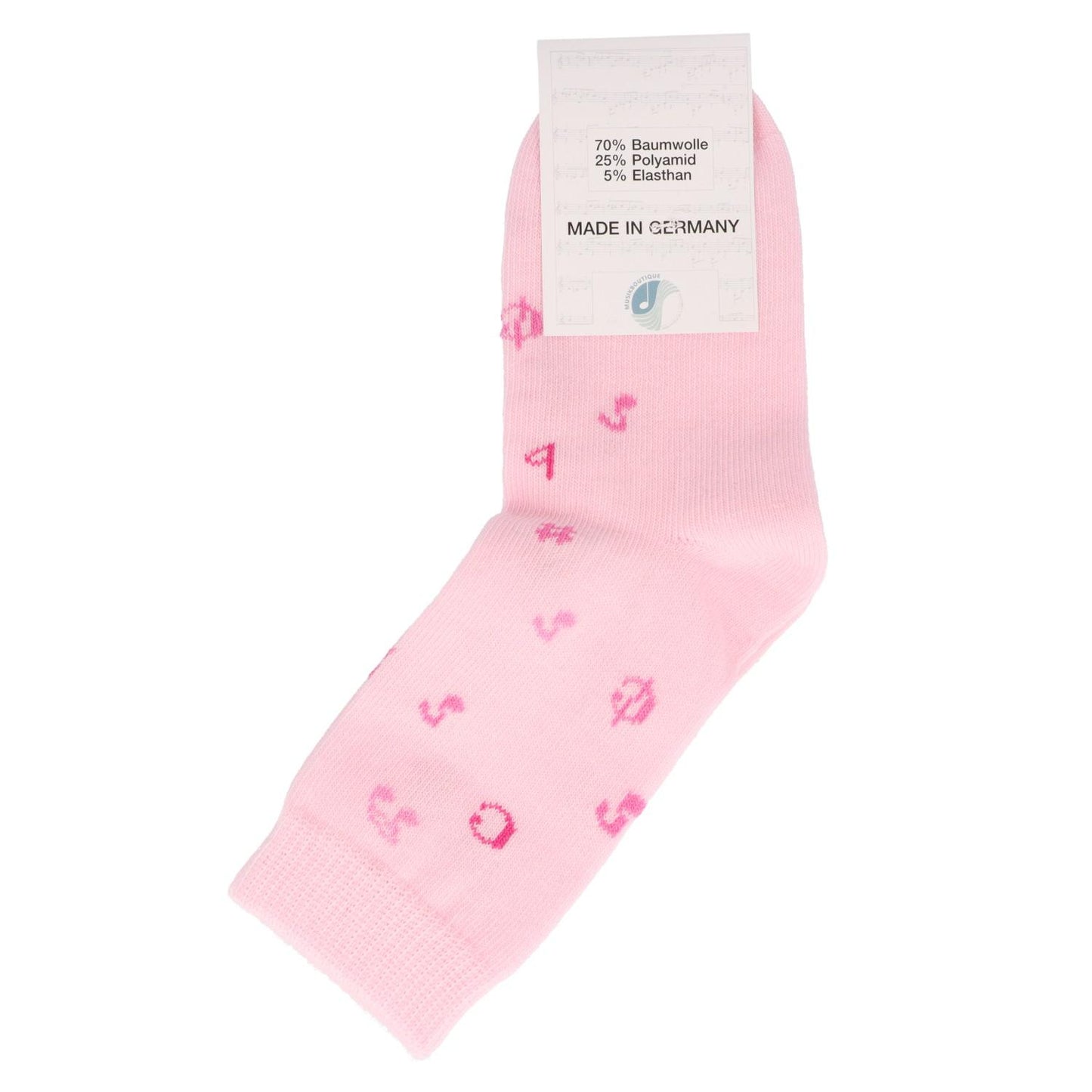 Music baby socks with notes in pink