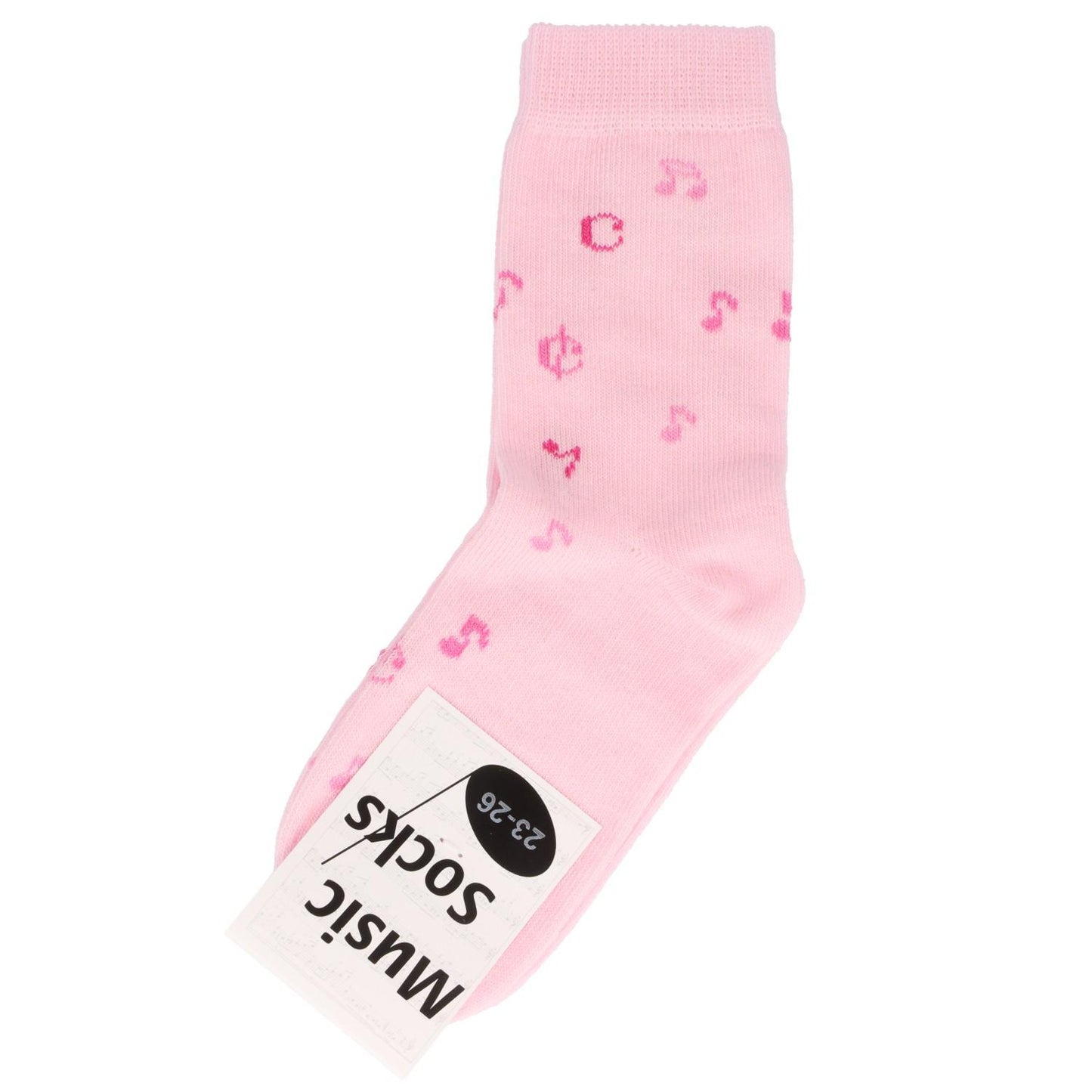 Music baby socks with notes in pink