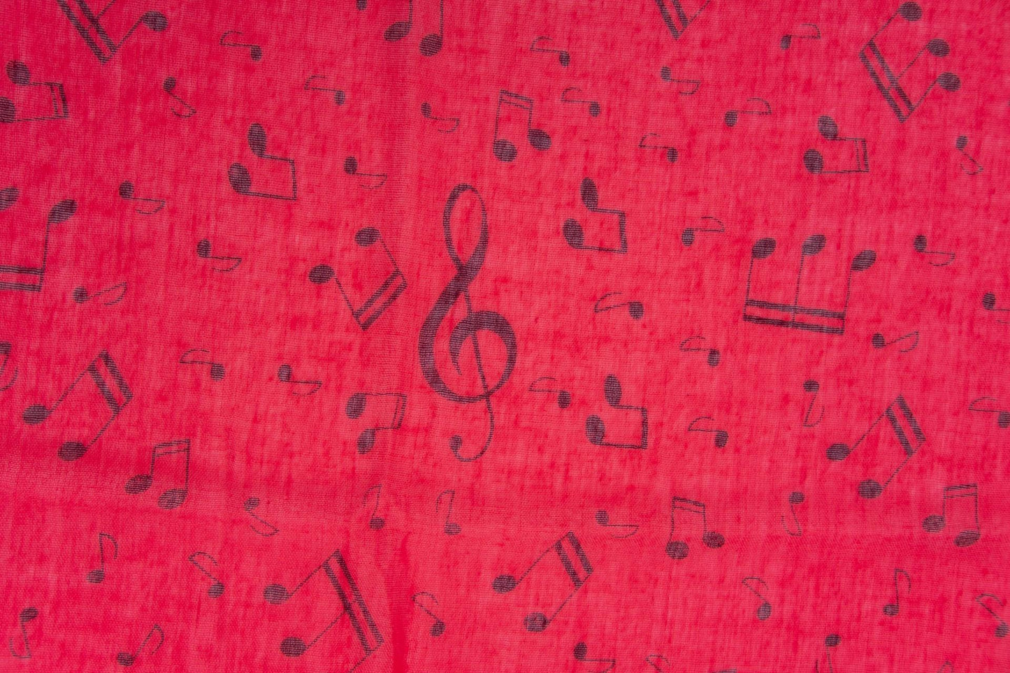 fine scarf with treble clef and notes, various colors