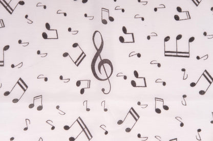 fine scarf with treble clef and notes, various colors