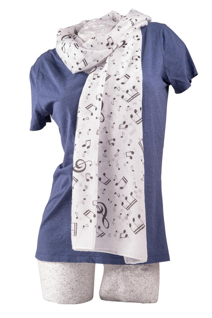 fine scarf with treble clef and notes, various colors