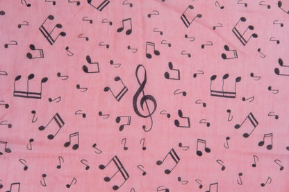 fine scarf with treble clef and notes, various colors