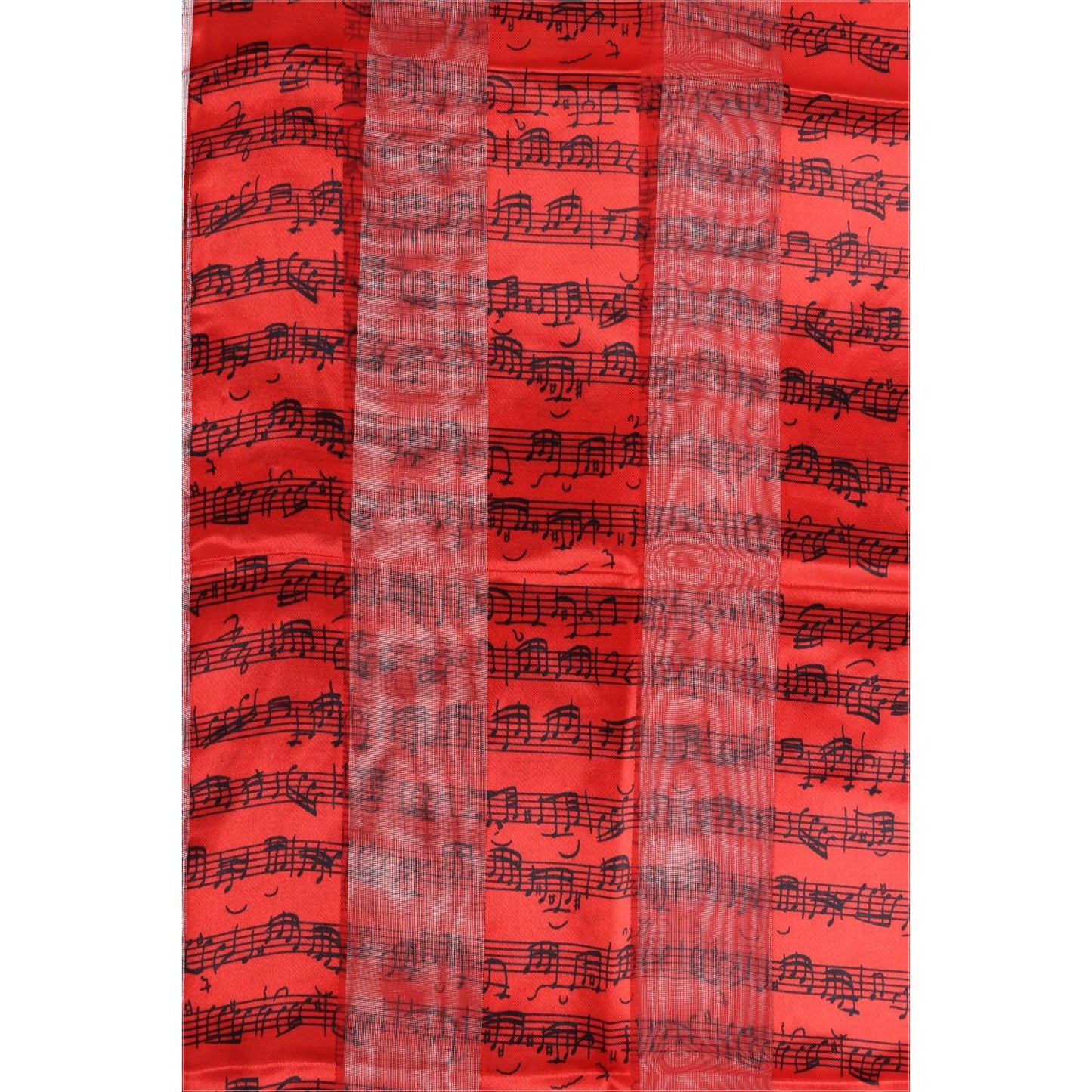 Bach notes scarf with satin stripes, different colors