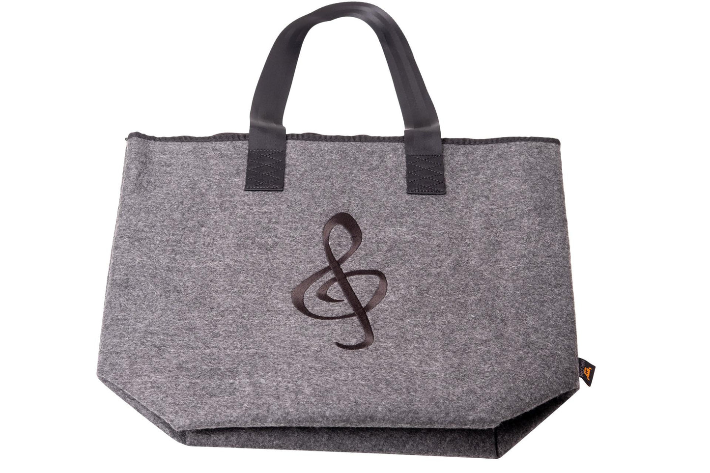 felt handle bag with black treble clef