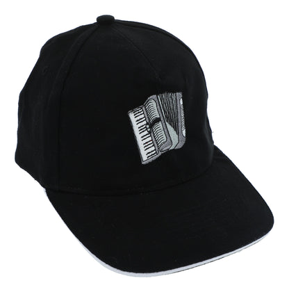 Baseball-Cap mit eingestickten Instrumenten, schwarz, Baumwolle - Instrumente / Design: Akkordeon