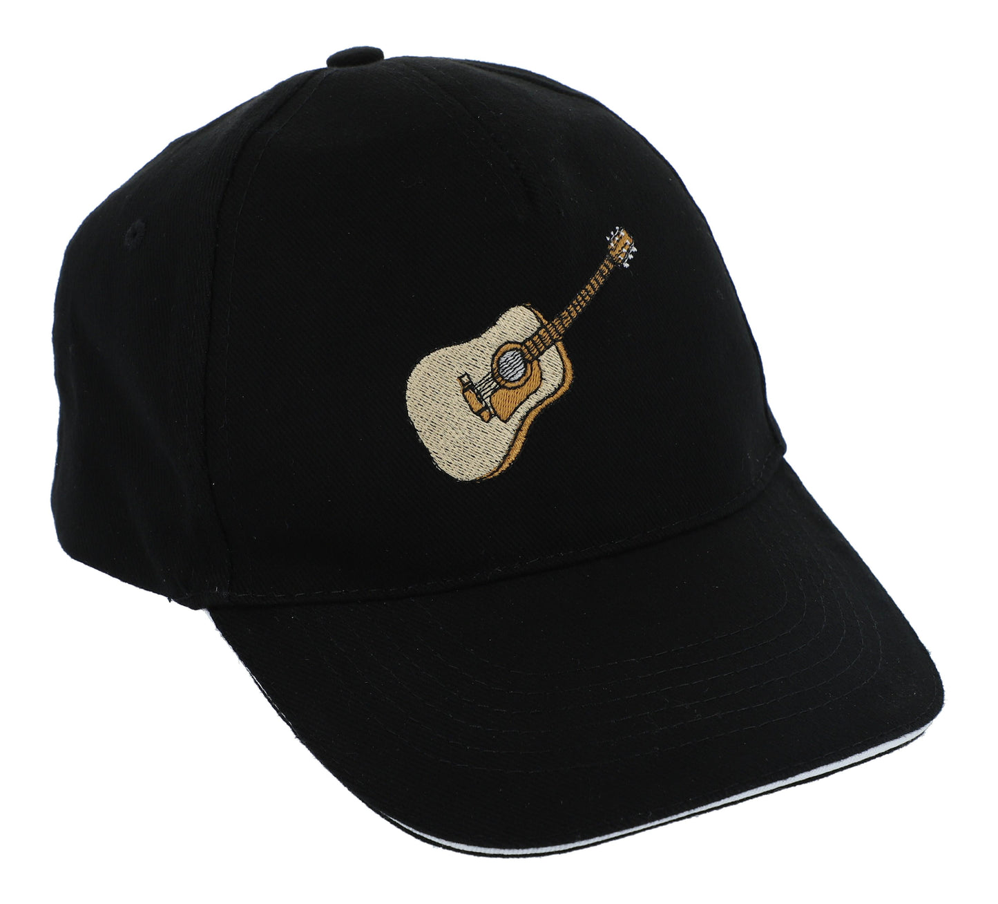 Baseball cap with embroidered instruments, black, cotton