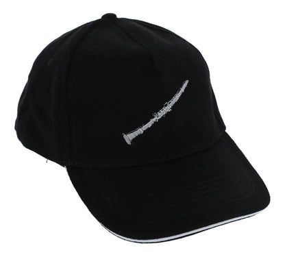 Baseball cap with embroidered instruments, black, cotton