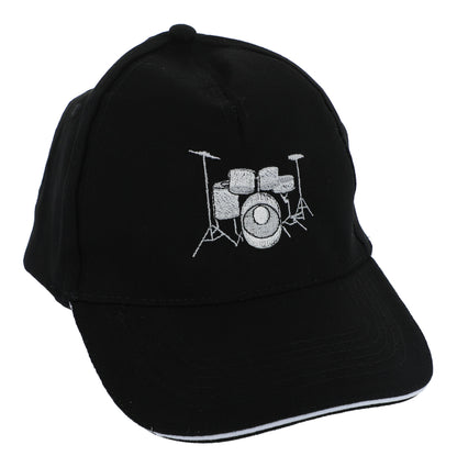 Baseball cap with embroidered instruments, black, cotton