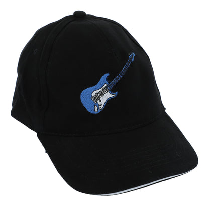 Baseball cap with embroidered instruments, black, cotton