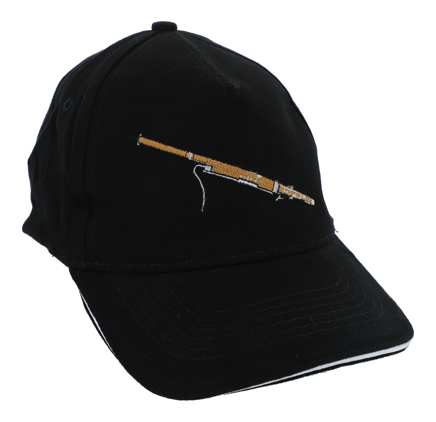 Baseball cap with embroidered instruments, black, cotton