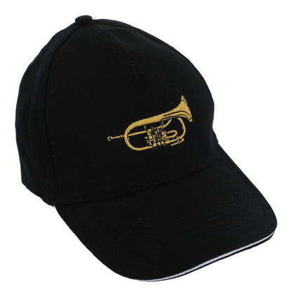 Baseball cap with embroidered instruments, black, cotton