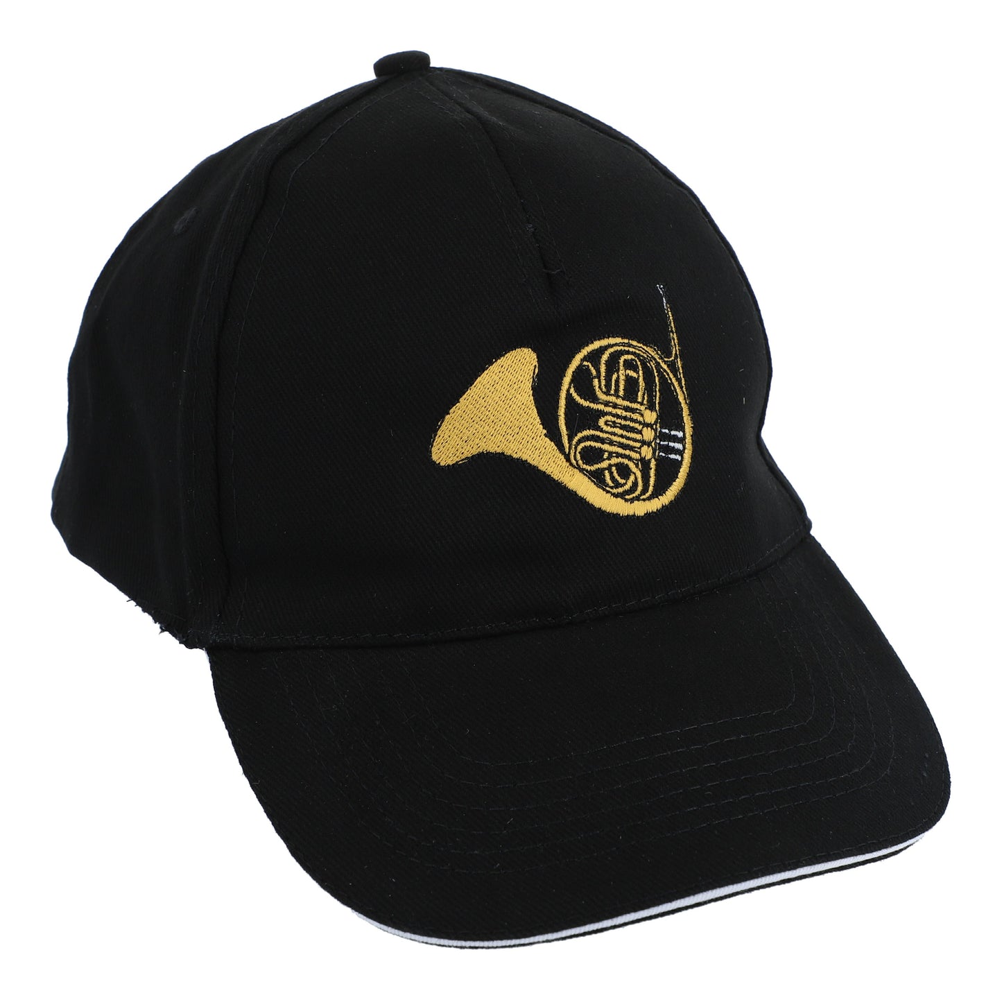 Baseball cap with embroidered instruments, black, cotton